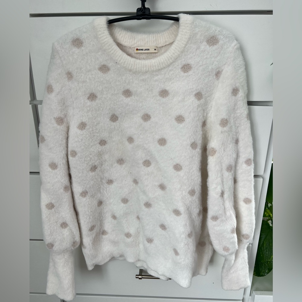 Marine Layer Sweater Ivory Polka Dot size Medium